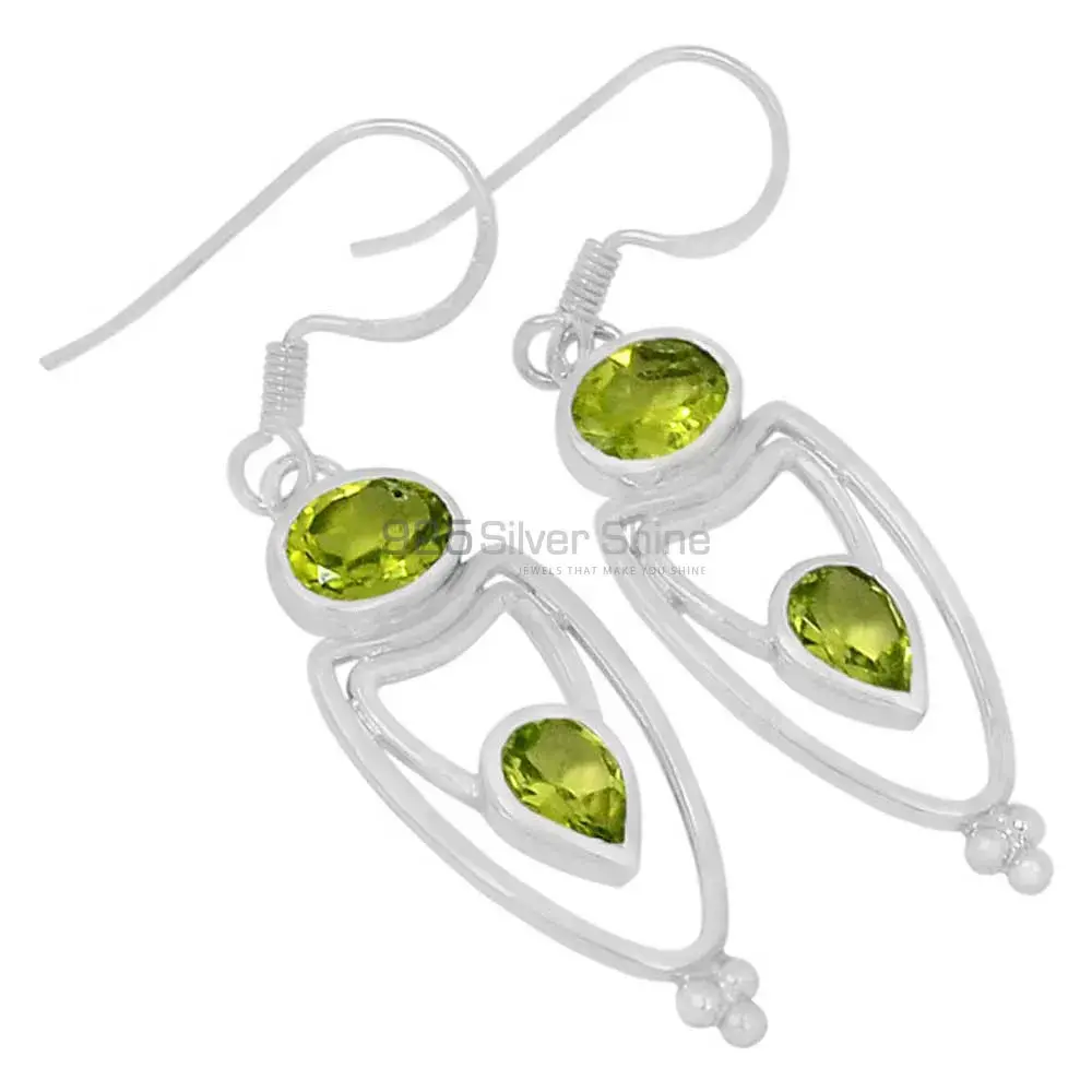 925 Sterling Silver Handmade Earrings In Peridot Gemstone Jewelry 925SE595_0