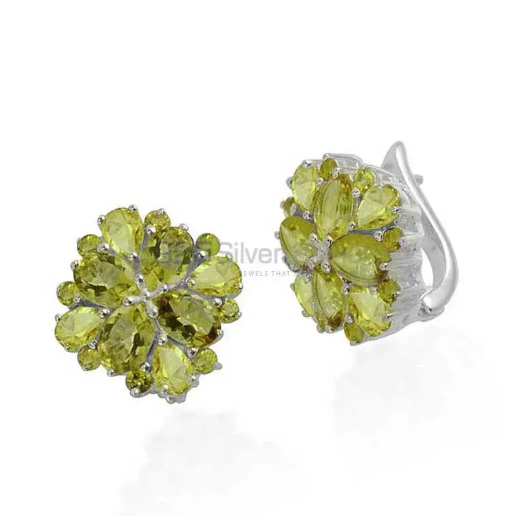 925 Sterling Silver Handmade Earrings In Peridot Gemstone Jewelry 925SE990_1