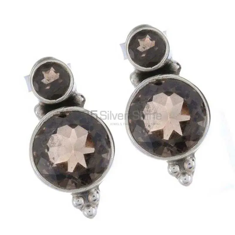 925 Sterling Silver Handmade Earrings In Smoky Quartz Gemstone Jewelry 925SE1218_1