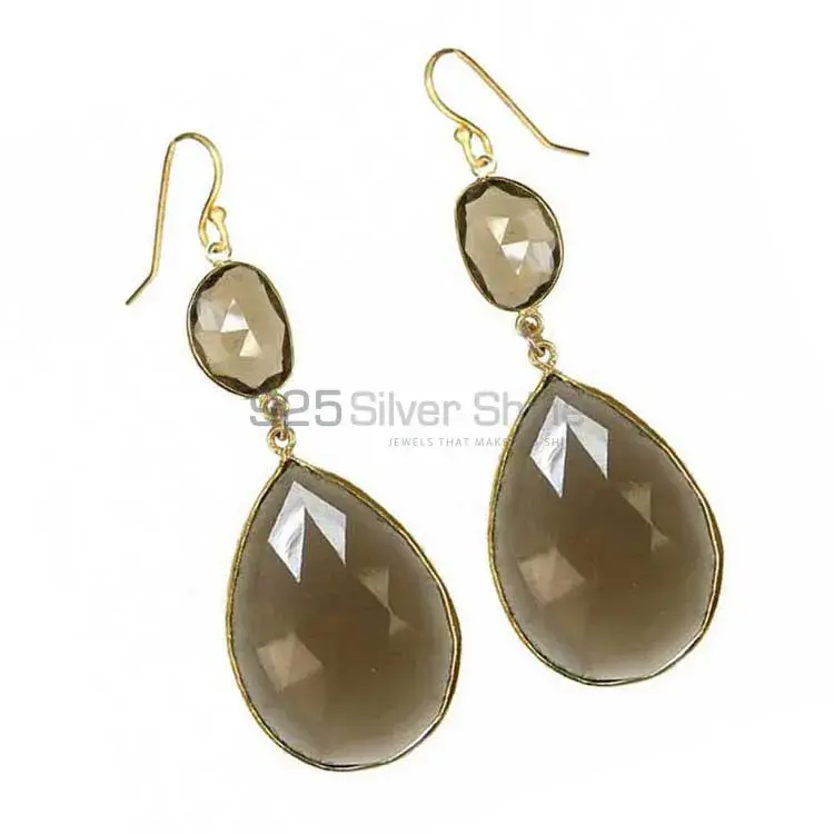 925 Sterling Silver Handmade Earrings In Smoky Quartz Gemstone Jewelry 925SE1893_1