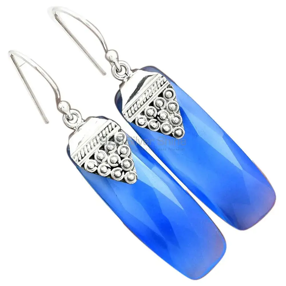 925 Sterling Silver Handmade Earrings In Chalcedony Gemstone Jewelry 925SE2478_2