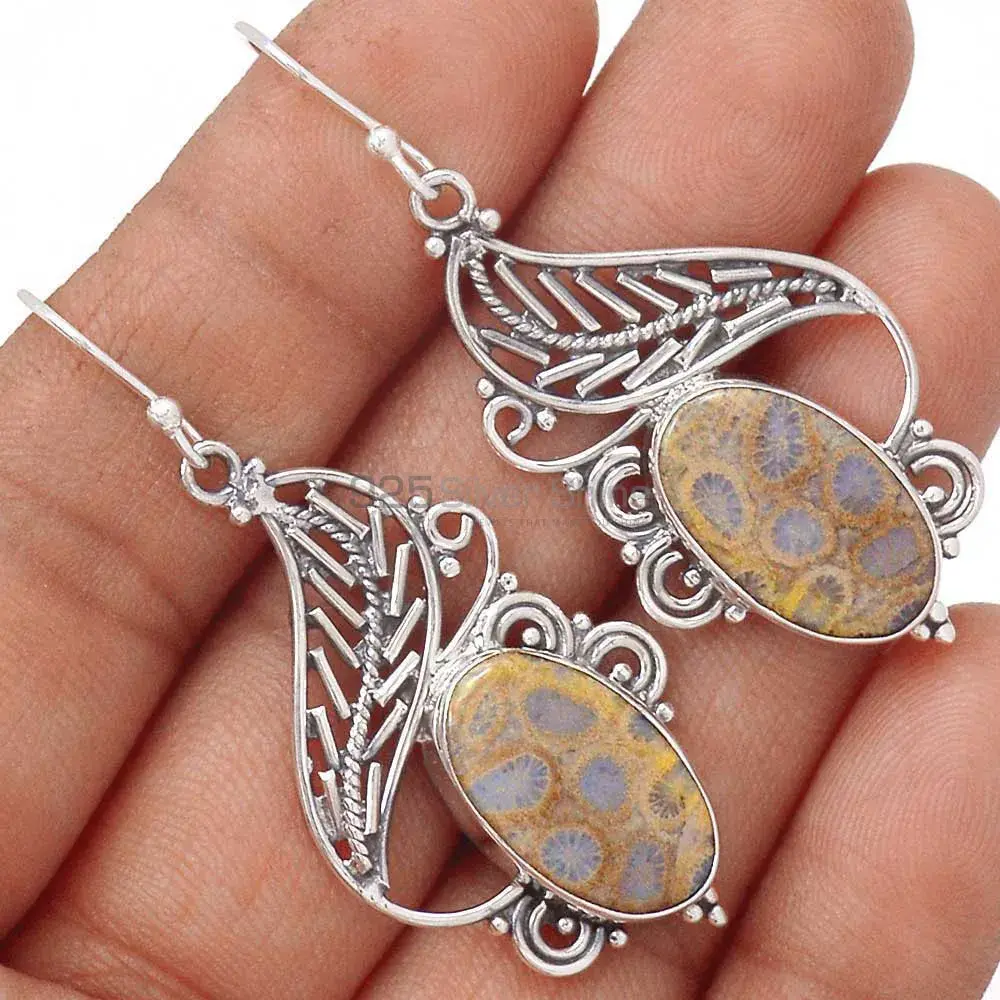 925 Sterling Silver Handmade Earrings In Ocean Jasper Gemstone Jewelry 925SE2954_1