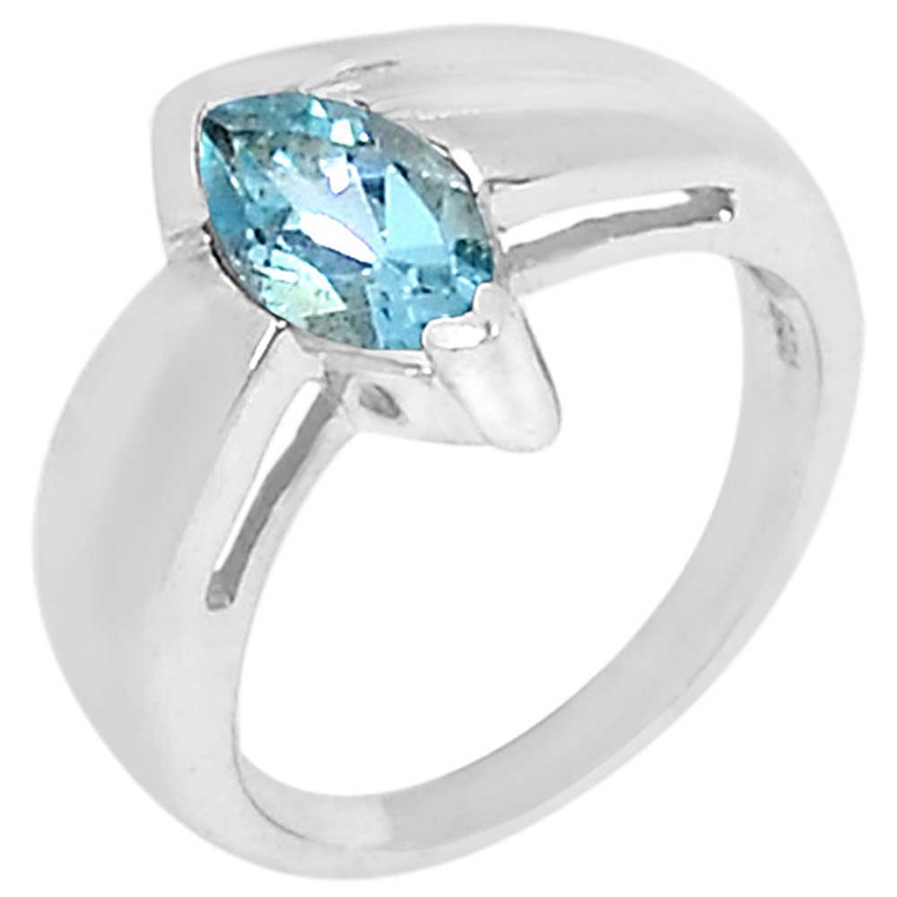 925 Sterling Silver Handmade Rings In Blue Topaz Gemstone Jewelry 925SR909_0