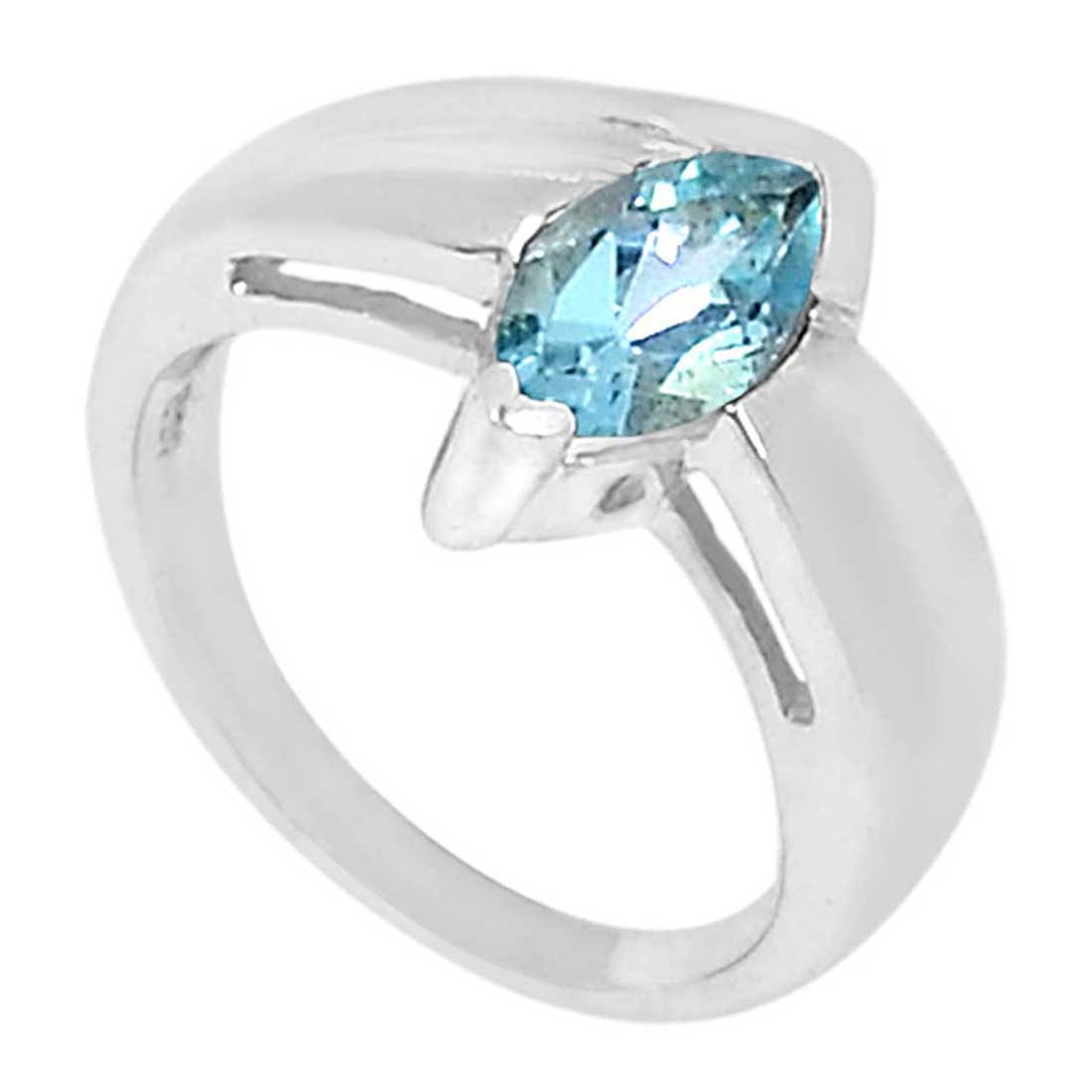 925 Sterling Silver Handmade Rings In Blue Topaz Gemstone Jewelry 925SR909_1