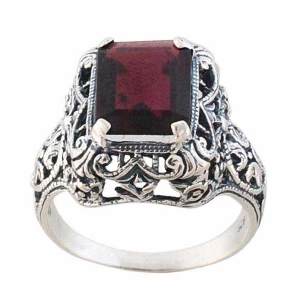 925 Sterling Silver Handmade Rings In Garnet Gemstone Jewelry 925SR988_0