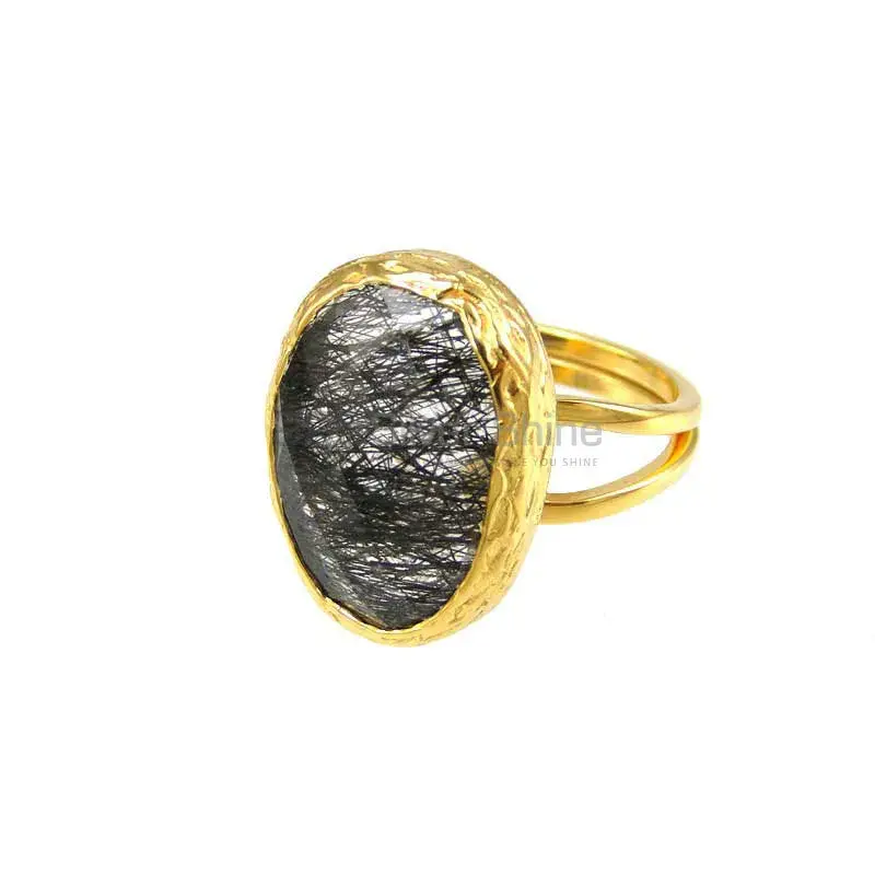 925 Sterling Silver Handmade Rings In Black Rutile Gemstone Jewelry 925SR3810_1