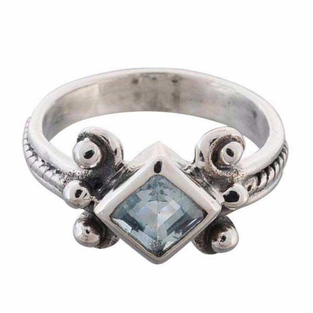 925 Sterling Silver Handmade Rings In Blue Topaz Gemstone Jewelry 925SR983_0