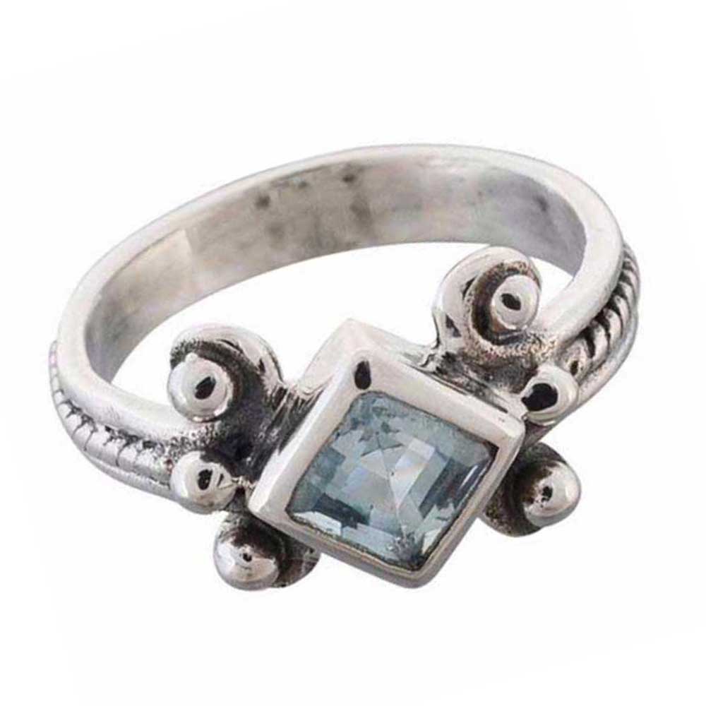 925 Sterling Silver Handmade Rings In Blue Topaz Gemstone Jewelry 925SR983_1