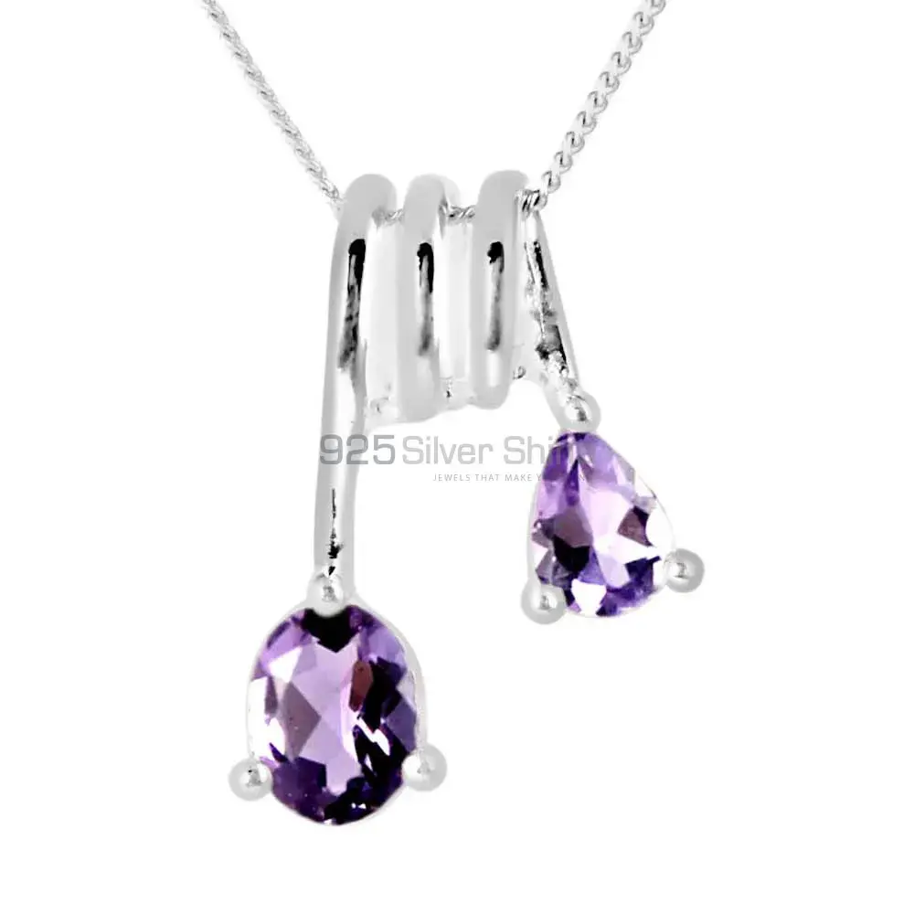 925 Fine Silver Pendants In Amethyst Gemstone Jewelry 925SP264-5