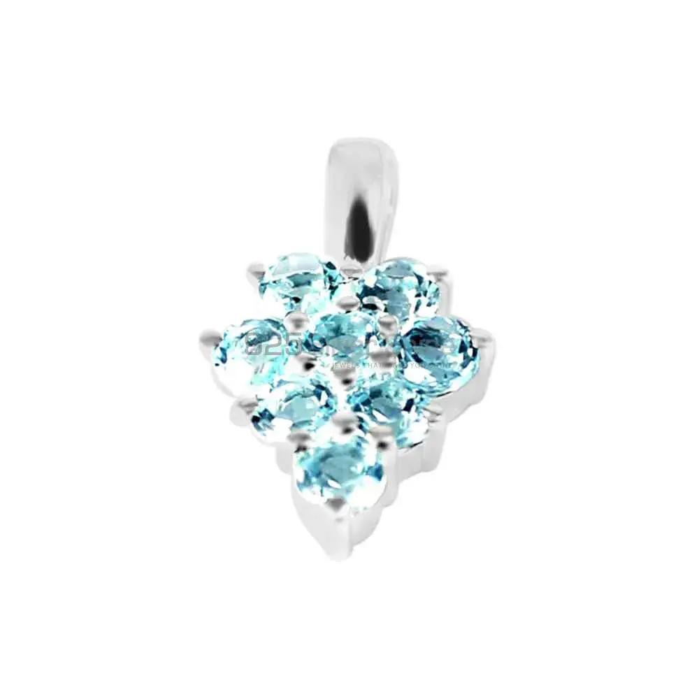925 Fine Silver Pendants In Blue Topaz Gemstone Jewelry 925SP208-5_0