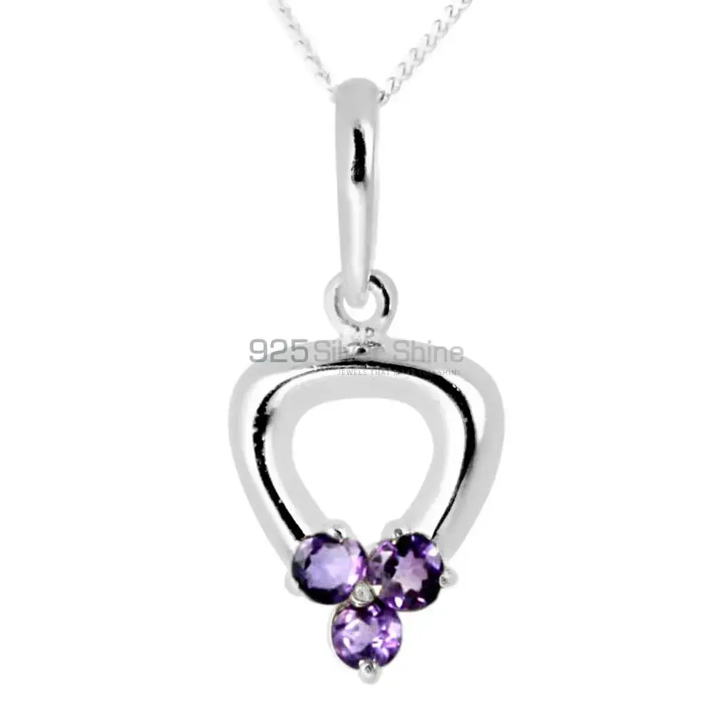 925 Solid Silver Pendants In Amethyst Gemstone Jewelry 925SP248-3_0