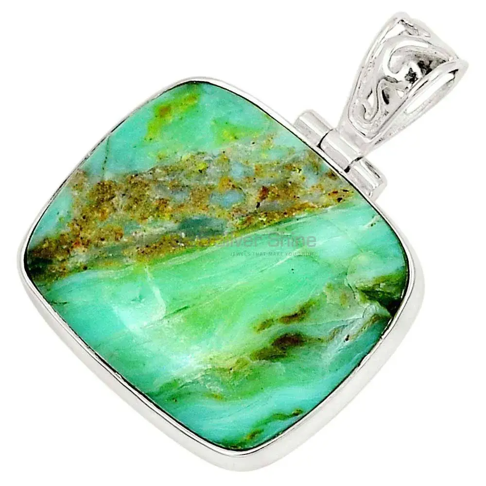 925 Solid Silver Pendants In Chrysoprase Gemstone Jewelry 925SP199_1
