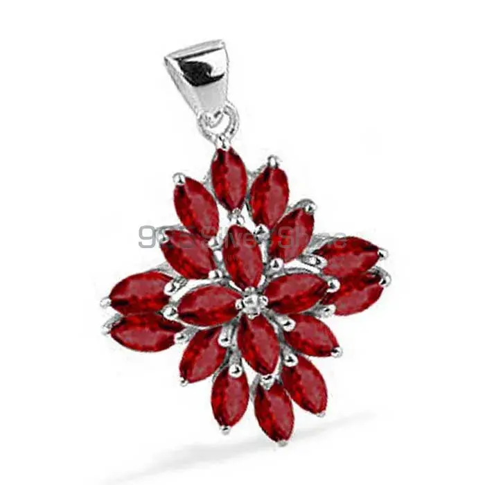 925 Solid Silver Pendants In Garnet Gemstone Jewelry 925SP1684_0