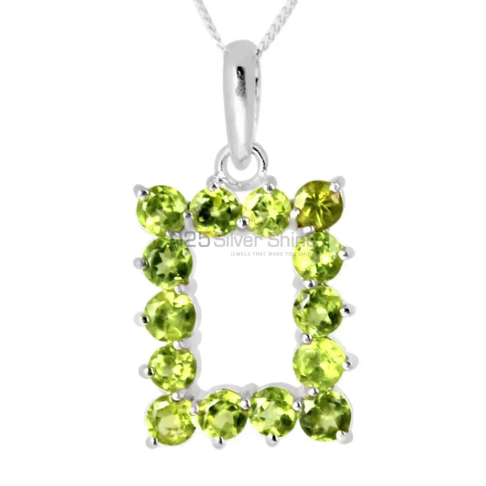 925 Solid Silver Pendants In Peridot Gemstone Jewelry 925SP255-4_0