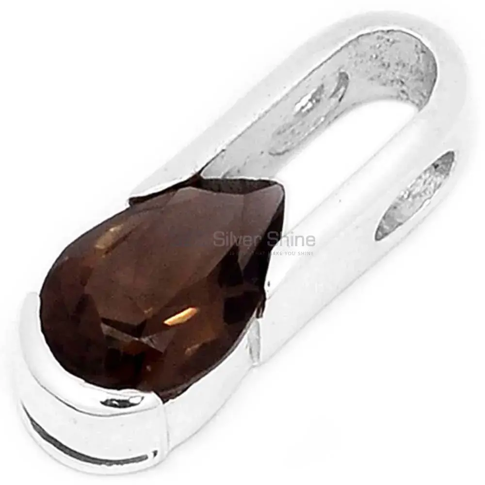 925 Solid Silver Pendants In Smokey Gemstone Jewelry 925SSP344-2_1