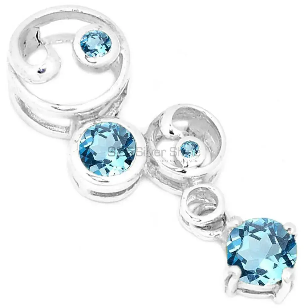 Blue Topaz Gemstone Pendants In 925 Solid Silver Jewelry 925SSP335