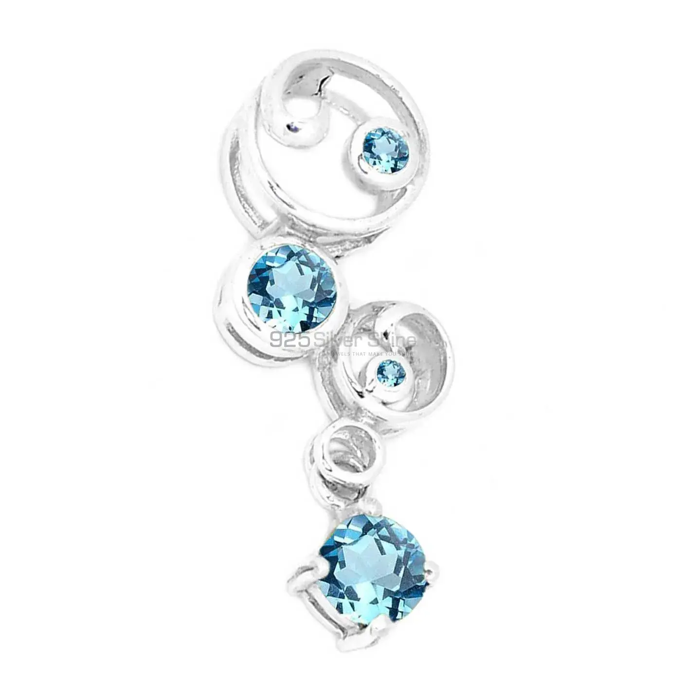 Blue Topaz Gemstone Pendants In 925 Solid Silver Jewelry 925SSP335_0
