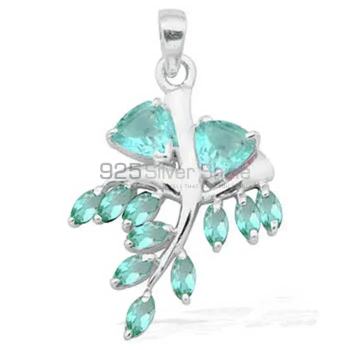 Blue Topaz Gemstone Pendants In 925 Fine Silver Jewelry 925SP1665