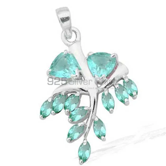 Blue Topaz Gemstone Pendants In 925 Fine Silver Jewelry 925SP1665_0