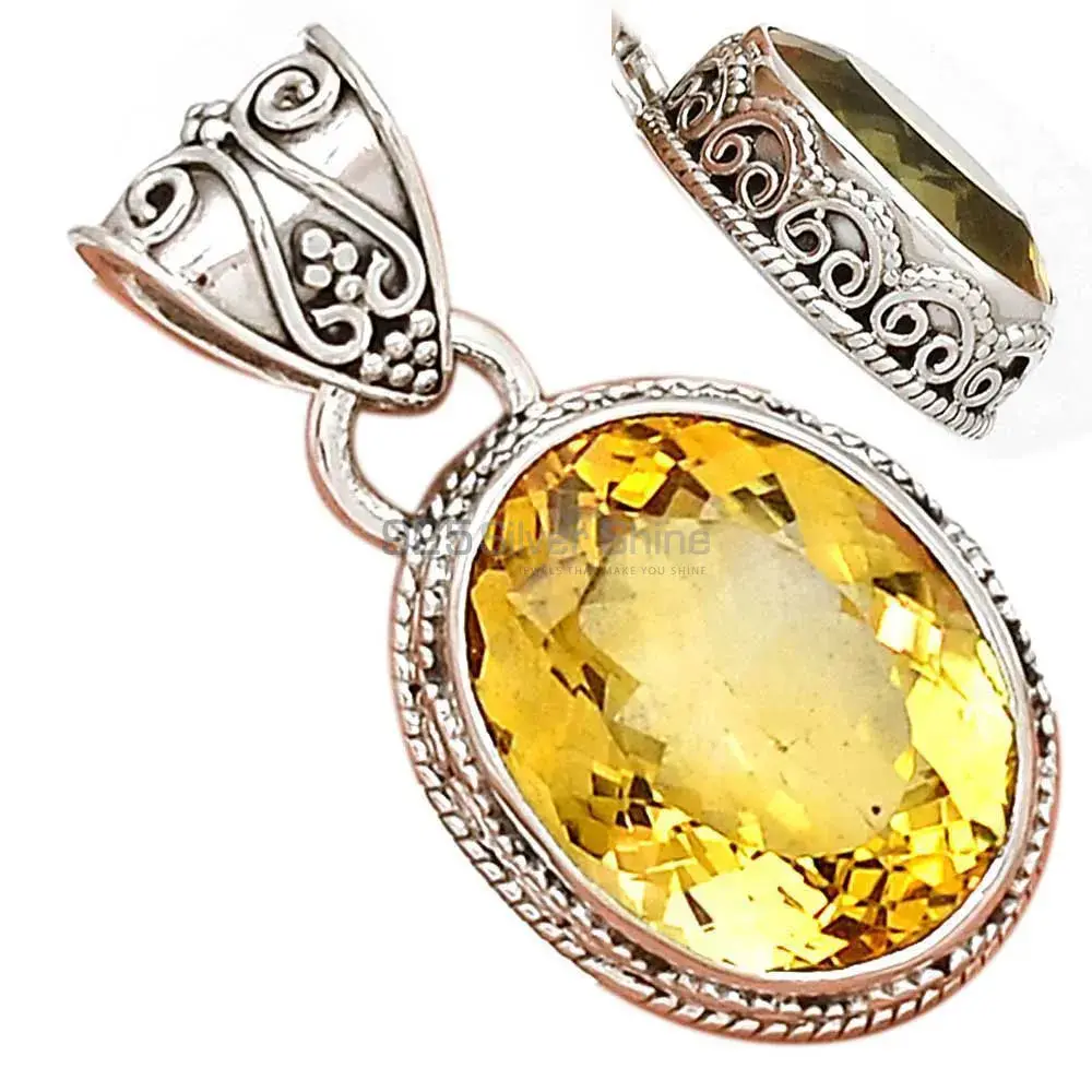 Citrine Gemstone Pendants In 925 Fine Silver Jewelry 925SP189-2_2