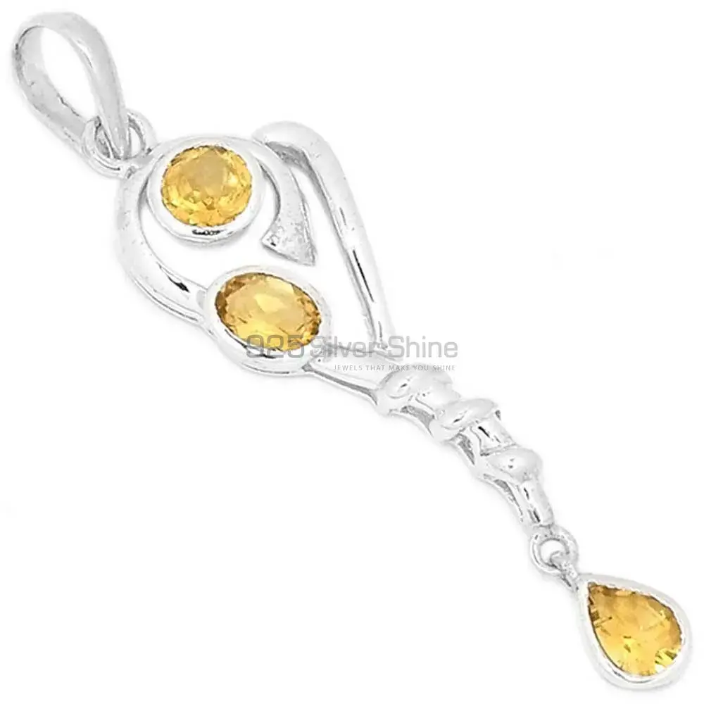 Citrine Gemstone Pendants In Fine Sterling Silver Jewelry 925SSP333-3