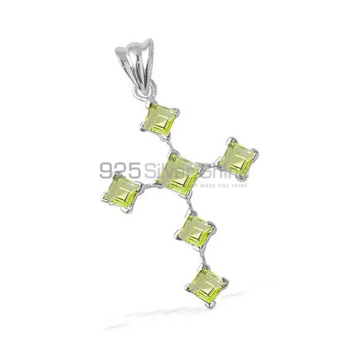 Fine Sterling Silver Pendants In Peridot Gemstone Jewelry 925SP1678_0
