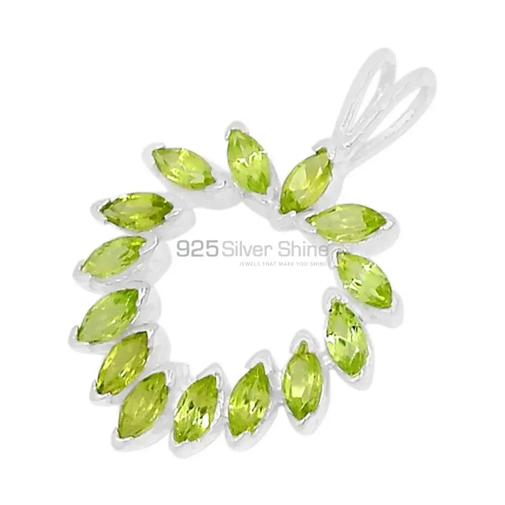 Fine Sterling Silver Pendants In Peridot Gemstone Jewelry 925SSP314-3_1