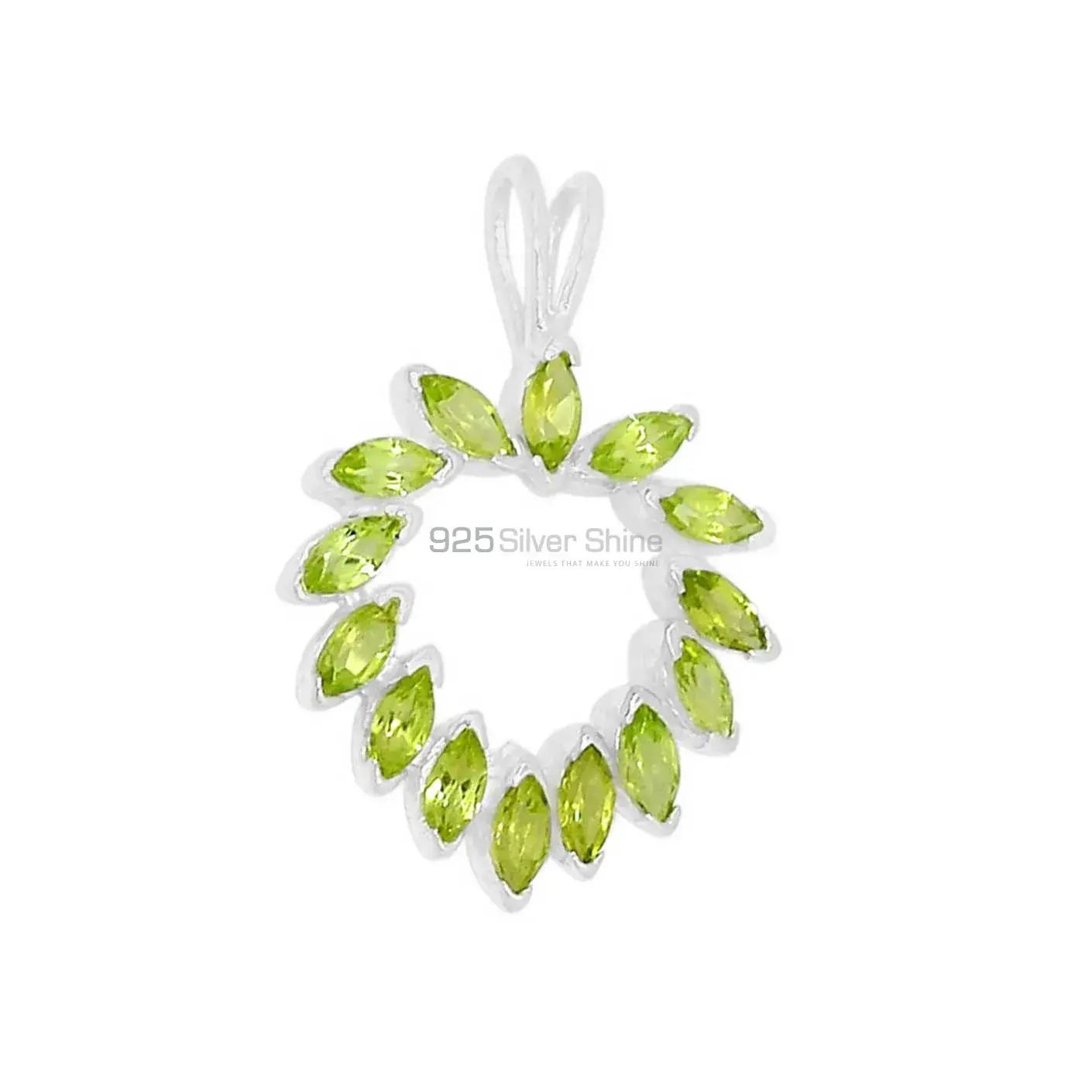 Fine Sterling Silver Pendants In Peridot Gemstone Jewelry 925SSP314-3_2