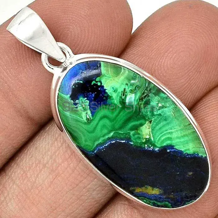 Malachite in Chrysocolla Gemstone Pendants In 925 Solid Silver Jewelry 925SP137_2