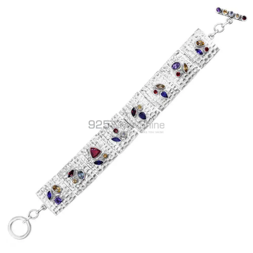 Multi Stone Gemstone Bracelets In 925 Solid Silver Jewelry 925SB242_0
