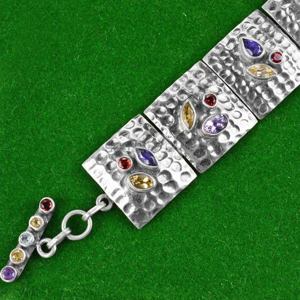 Multi Stone Gemstone Bracelets In 925 Solid Silver Jewelry 925SB242_1