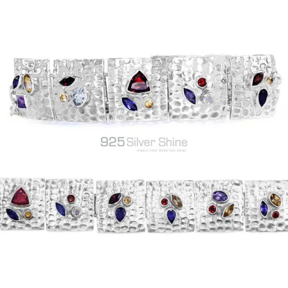 Multi Stone Gemstone Bracelets In 925 Solid Silver Jewelry 925SB242_2