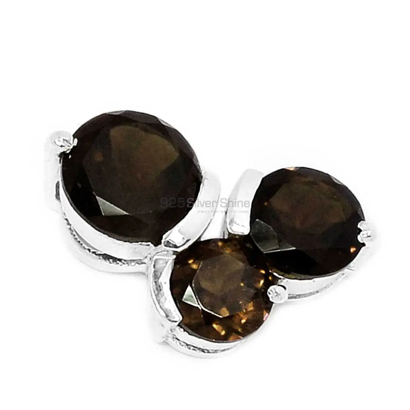 Smokey Gemstone Pendants In 925 Solid Silver Jewelry 925SP298-1_1