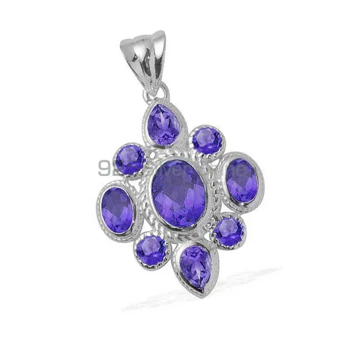 Solid Sterling Silver Handmade Pendants In Amethyst Gemstone Jewelry 925SP1672_1