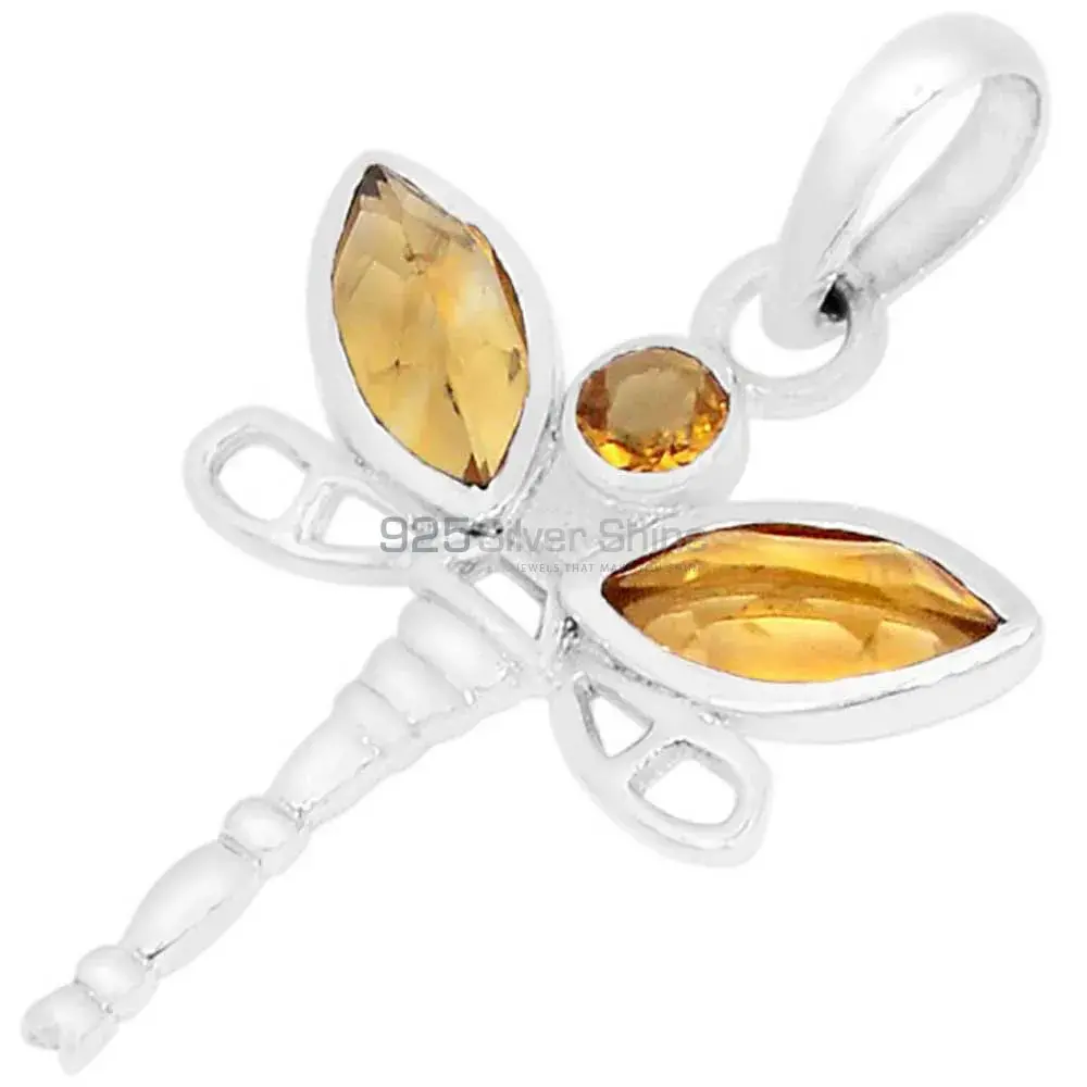 Solid Sterling Silver Handmade Pendants In Citrine Gemstone Jewelry 925SSP324-2_1