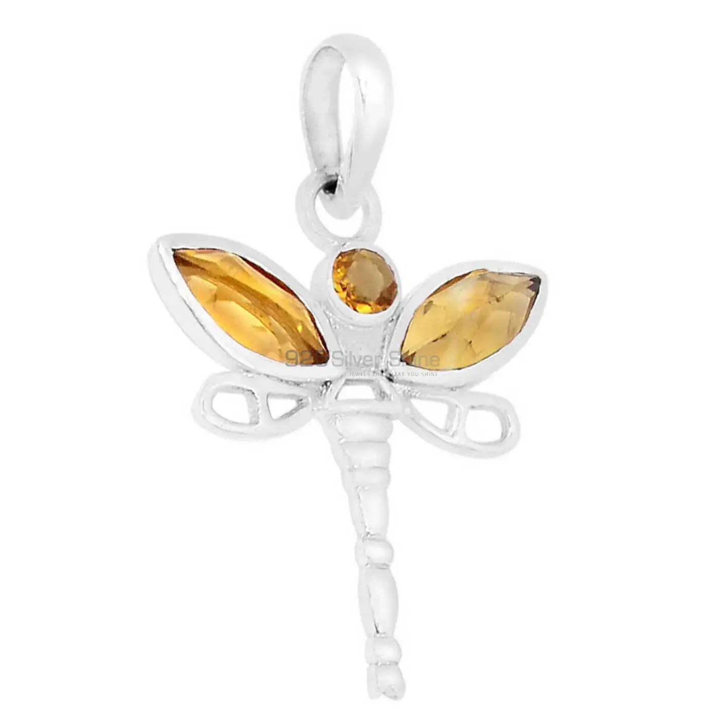 Solid Sterling Silver Handmade Pendants In Citrine Gemstone Jewelry 925SSP324-2_2