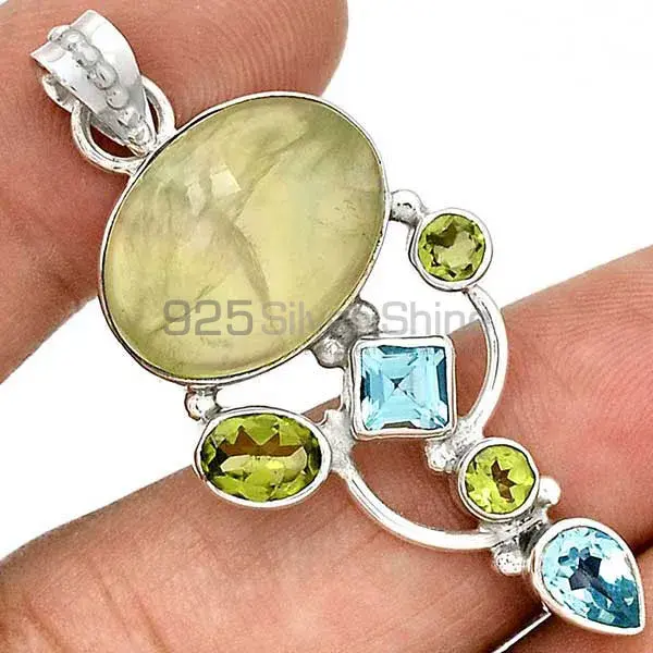Solid Sterling Silver Handmade Pendants In Multi Gemstone Jewelry 925SP20-1_1