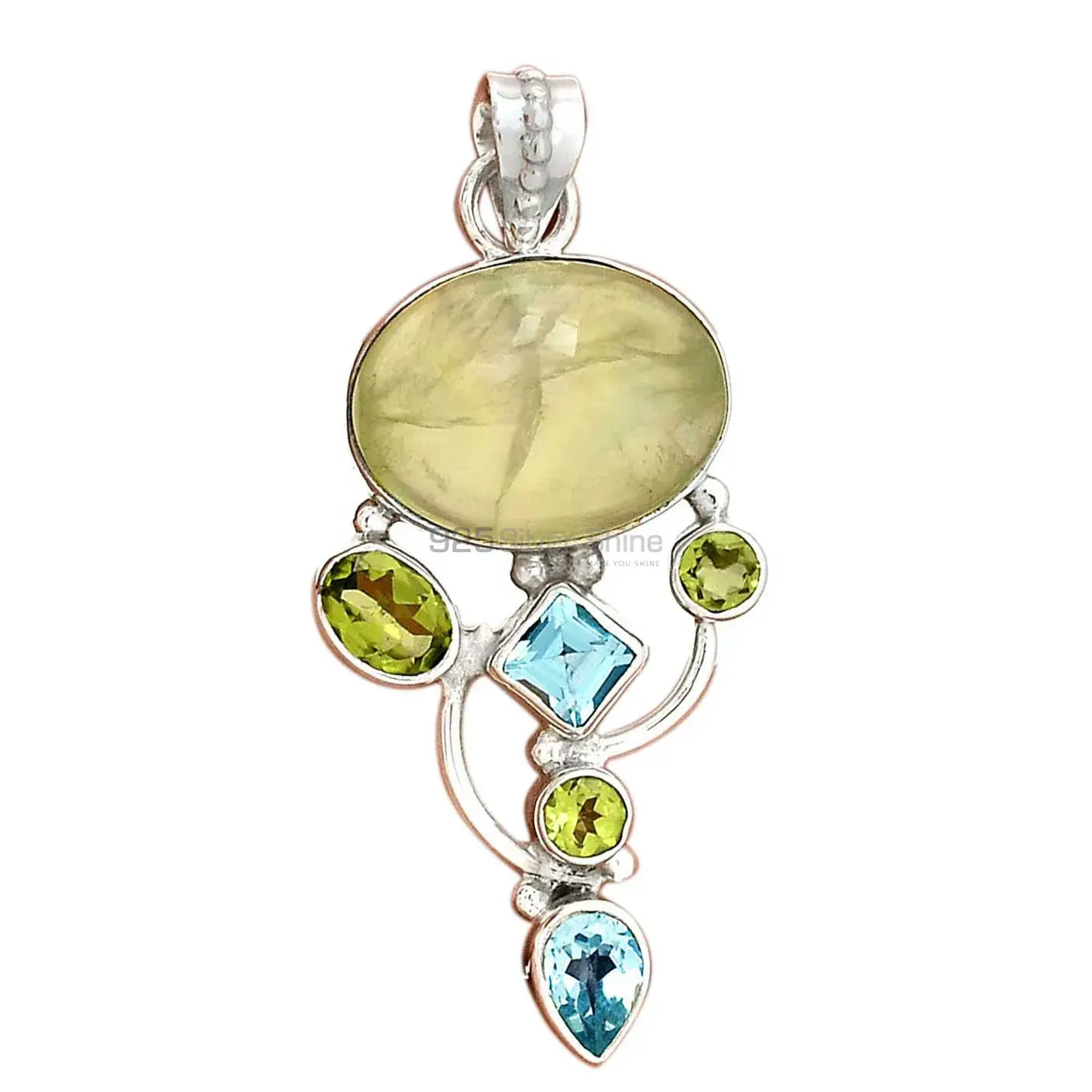 Solid Sterling Silver Handmade Pendants In Multi Gemstone Jewelry 925SP20-1_2
