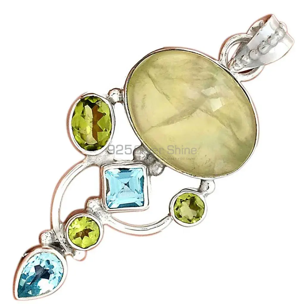 Solid Sterling Silver Handmade Pendants In Multi Gemstone Jewelry 925SP20-1_3