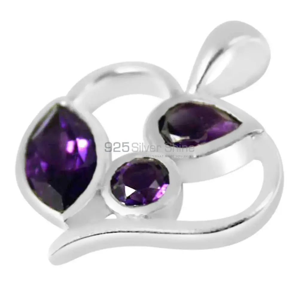 925 Fine Silver Pendants In Amethyst Gemstone Jewelry 925SP229-8_1