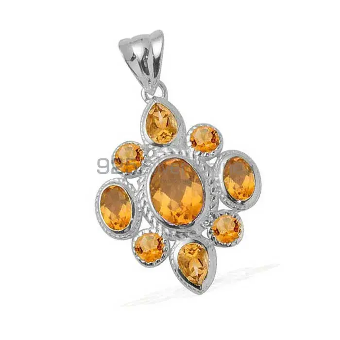 925 Fine Silver Pendants In Citrine Gemstone Jewelry 925SP1675_0