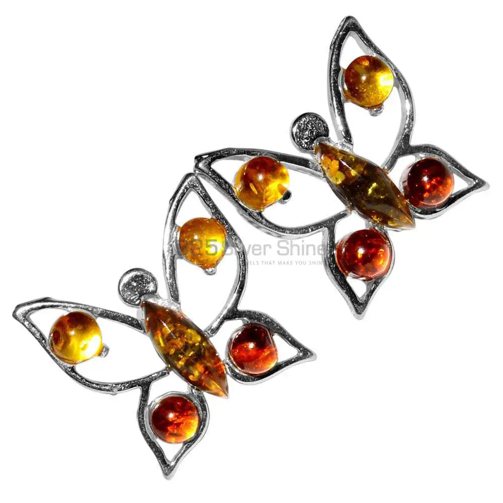 925 Sterling Silver Earrings In Amber Gemstone Jewelry 925SE2930_1