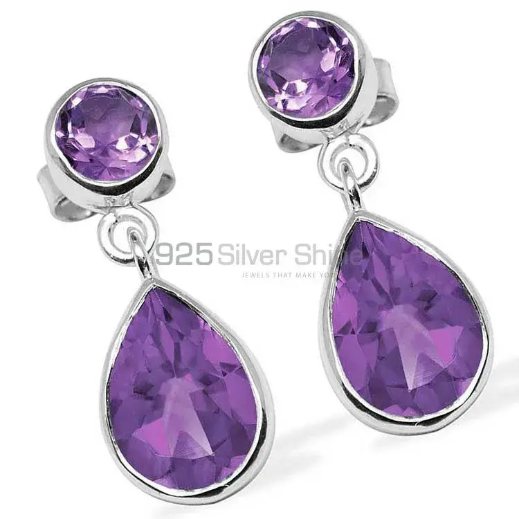925 Sterling Silver Earrings In Amethyst Gemstone Jewelry 925SE1134_1