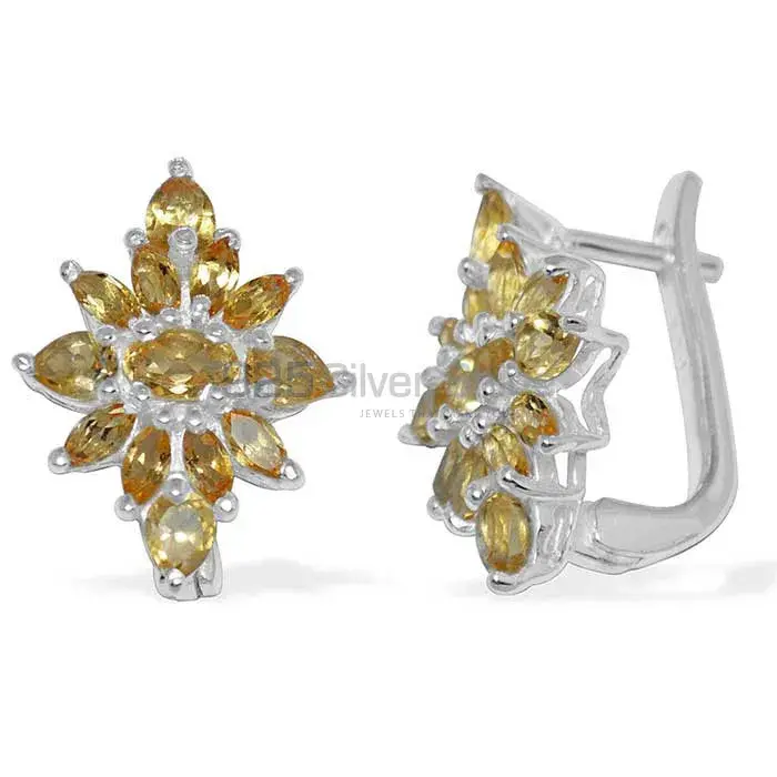 925 Sterling Silver Earrings In Citrine Gemstone Jewelry 925SE897