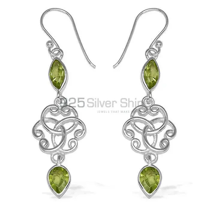925 Sterling Silver Earrings In Peridot Gemstone Jewelry 925SE739_0