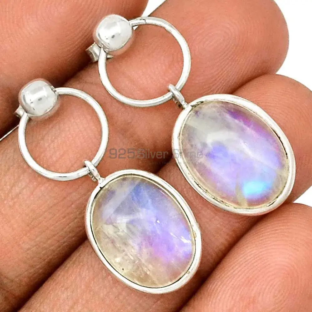 925 Sterling Silver Earrings In Rainbow Moonstone Jewelry 925SE2296_1