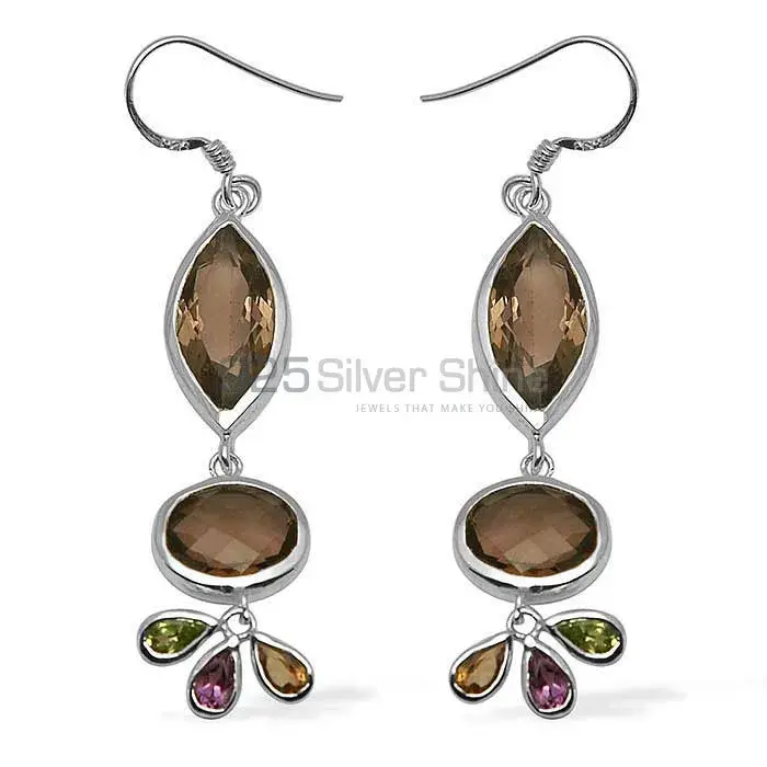 925 Sterling Silver Earrings In Smoky Quartz Gemstone Jewelry 925SE1055_2