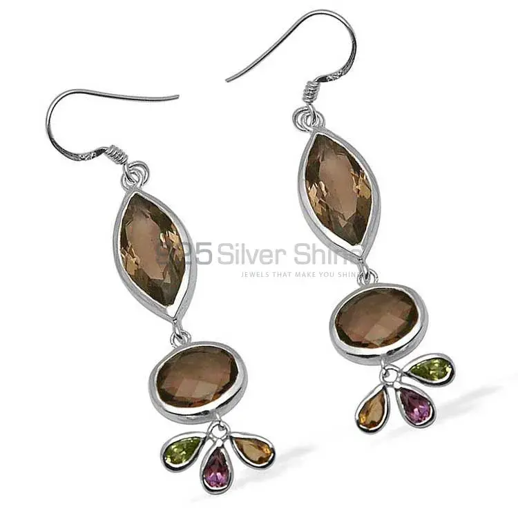 925 Sterling Silver Earrings In Smoky Quartz Gemstone Jewelry 925SE1055_3