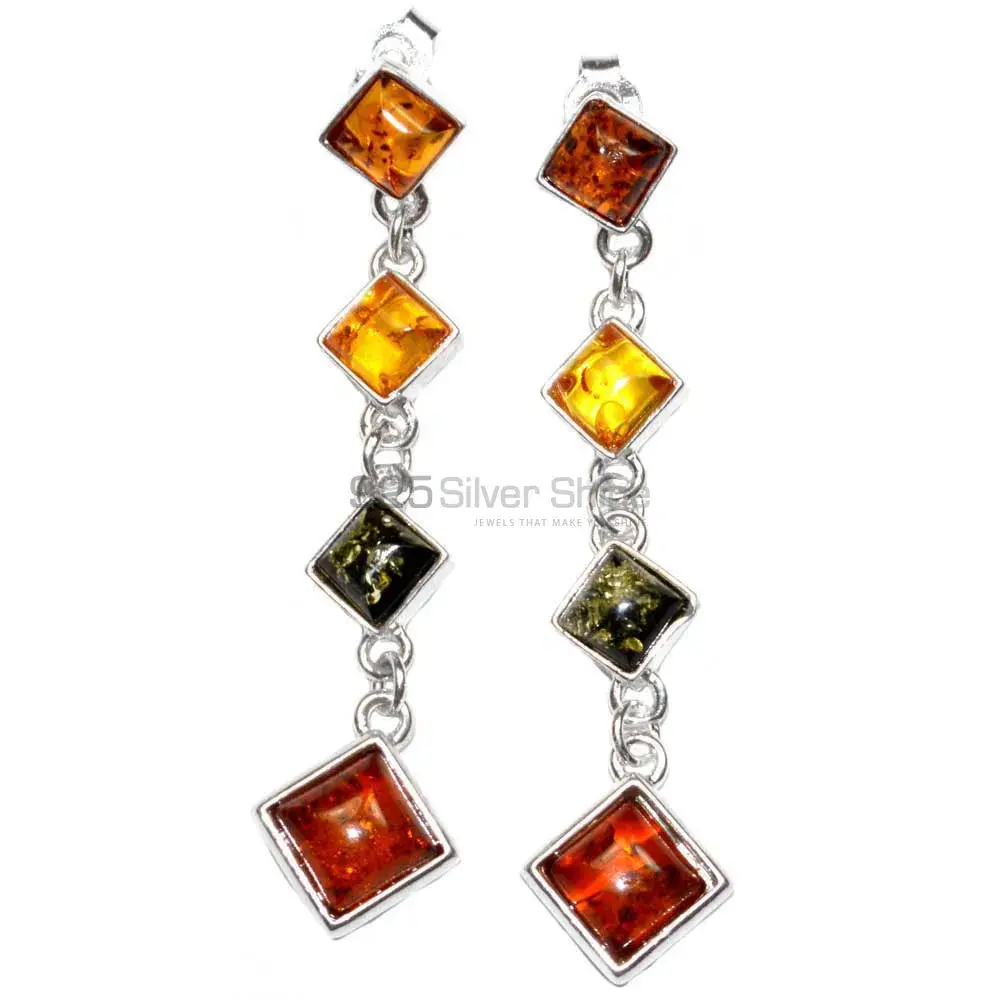 925 Sterling Silver Handmade Earrings In Amber Gemstone Jewelry 925SE2933_2