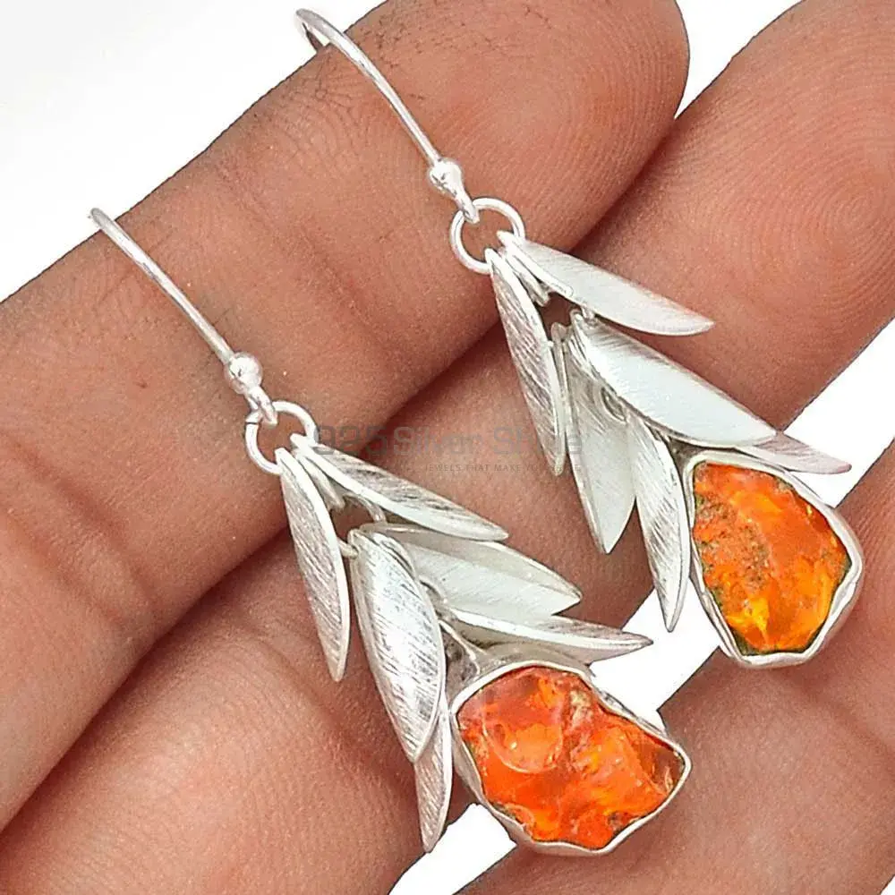 925 Sterling Silver Handmade Earrings In Amber Gemstone Jewelry 925SE3012_2